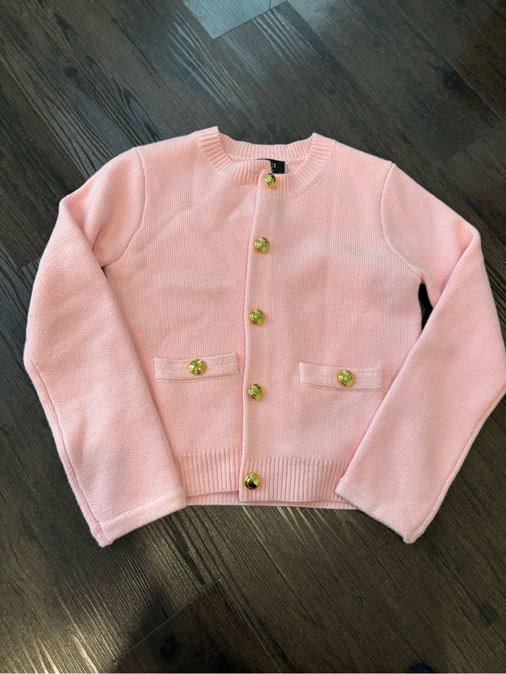 Vici Pink Knit Cardigan with Gold Buttons